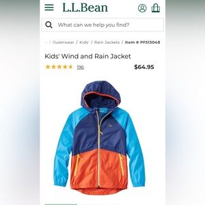 Like new LL Bean kids rain coat sz S(8)
